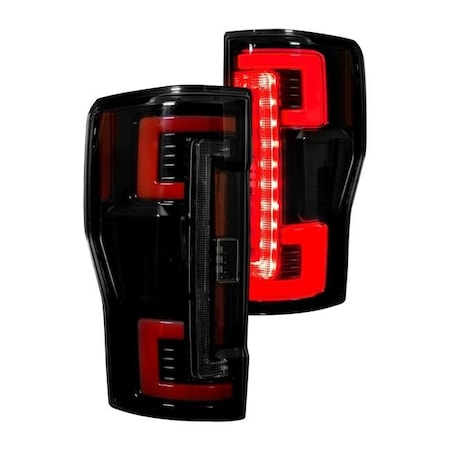 Recon Truck Accessories Recon Truck Accessories REC264299LEDRBK Replace OEM LED Tail Lights with Blind Spot Warning System for 2017-C F250; F350; F450 & F550; Dark Red Smoke Lens REC264299LEDRBK